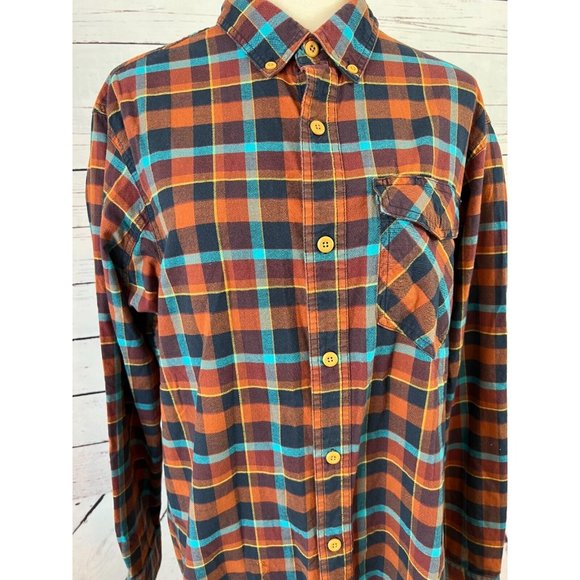 Duluth Trading Company long sleeve button front shirt Large Slim Fit brown plaid - Picture 3 of 10